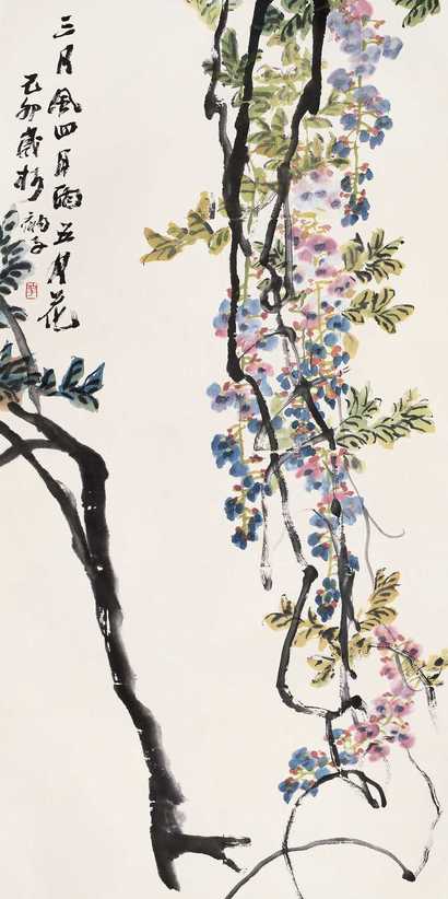 衲子 己卯（1999年）作 三月风四月雨五月花 立轴